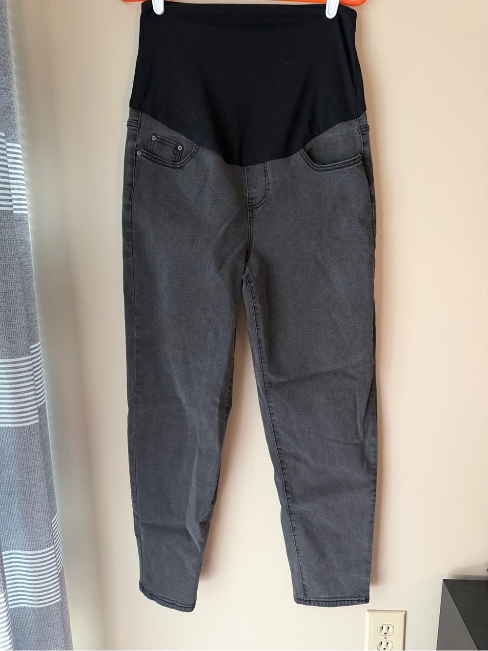 Gray Maternity Full Panel Straight Leg Jeans Size Large